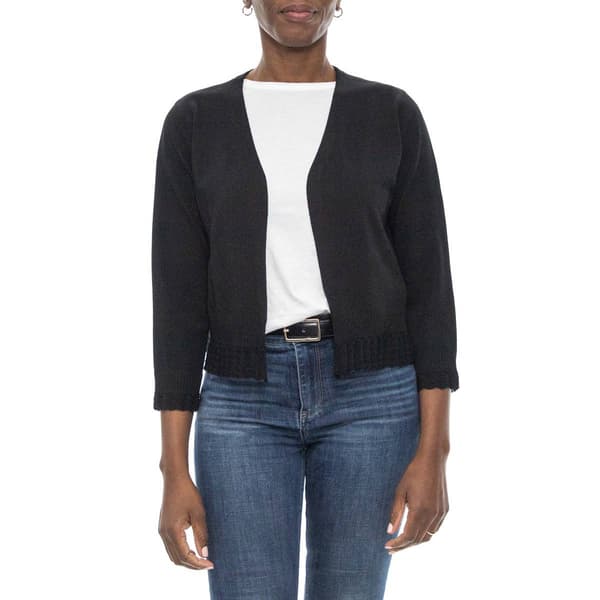 Womens Nina Leonard 3/4 Sleeve Ruffle Hem Bolero Shrug - image 