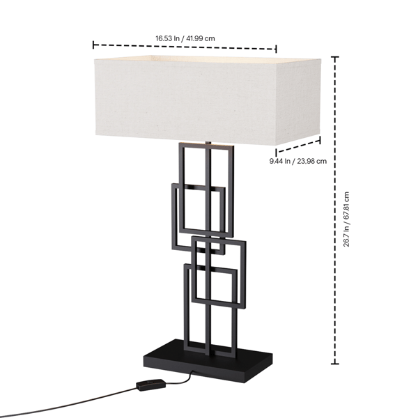 Infibrite 27in. Geometric Chic Table Lamp with Square Shade