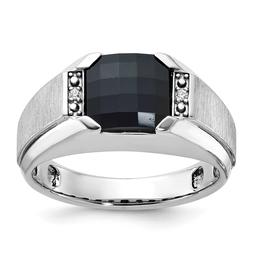 Mens Gentlemens Classics(tm) 14kt. White Gold Onyx and Diamond Ring