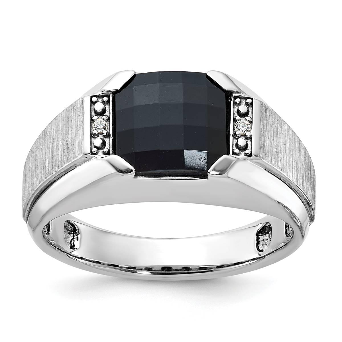 Mens Gentlemens Classics(tm) 14kt. White Gold Onyx and Diamond Ring