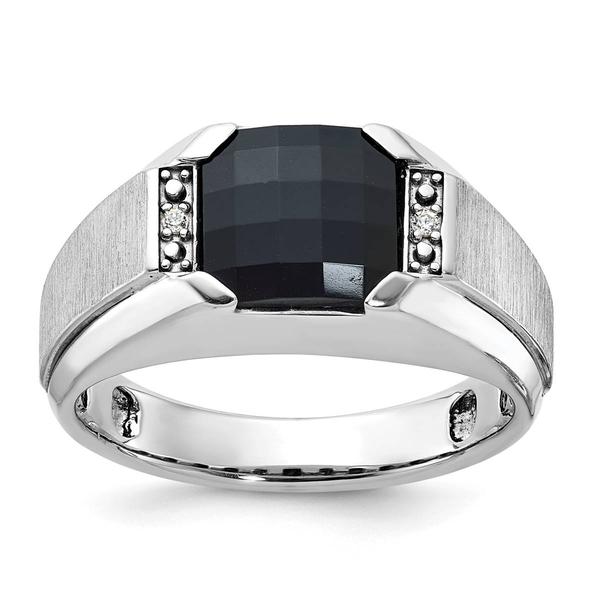 Mens Gentlemens Classics(tm) 14kt. White Gold Onyx and Diamond Ring - image 