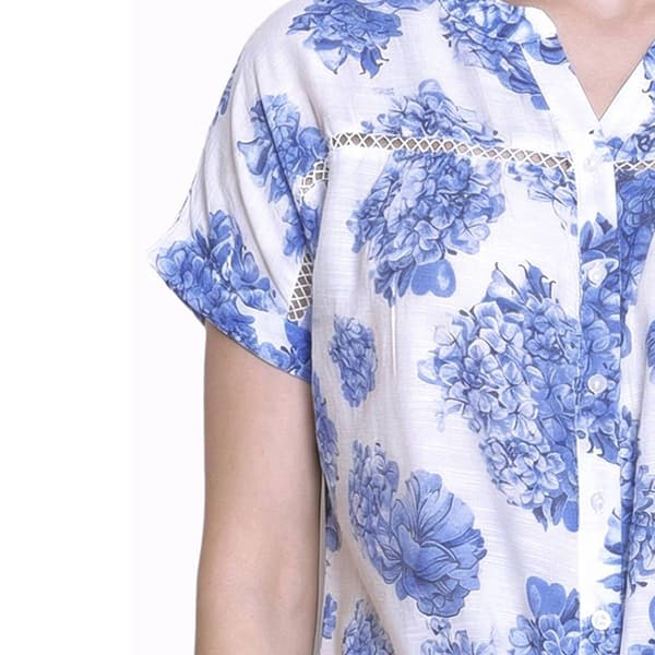 Petite NY Collection Short Sleeve Floral Tie Hem Blouse
