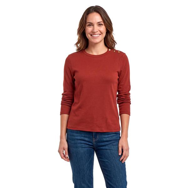 Womens Architect(R) Long Sleeve Ribbed Button Shoulder Tee - image 