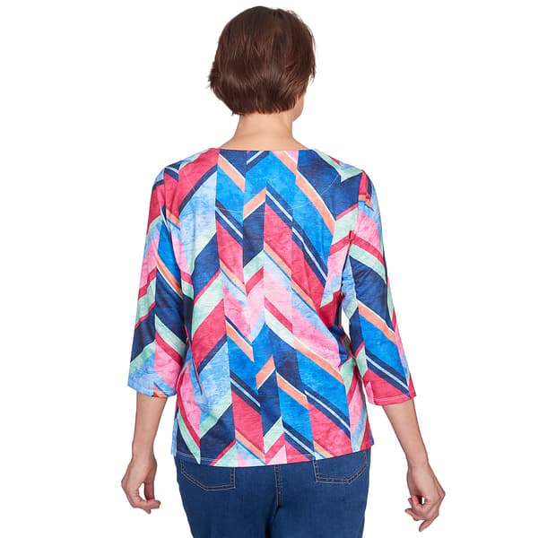 Plus Size Alfred Dunner In Full Bloom 3/4 Sleeve Geometric Tee - Boscov's