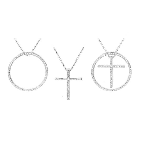 Forever New Diamond Accent Cross & Circle Interchangeable Pendant - image 