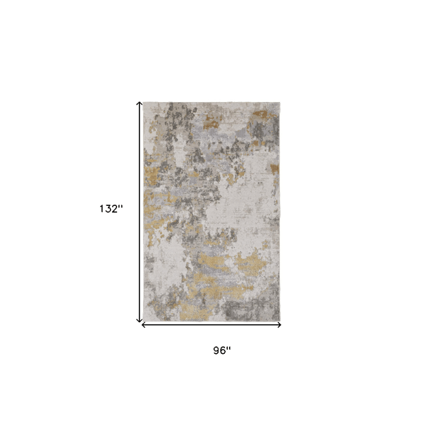 HomeRoots Ivory Grey & Gold Abstract Area Rug