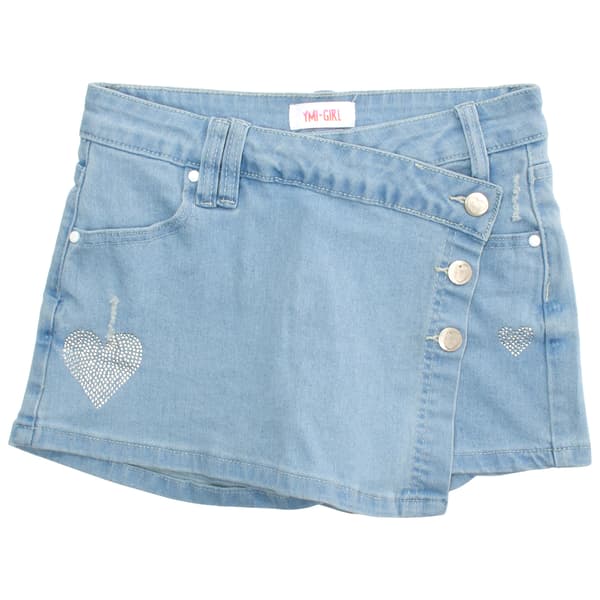 Girls (7-14) YMI 5 Pocket Heart Rhinestone Crossover Skirt