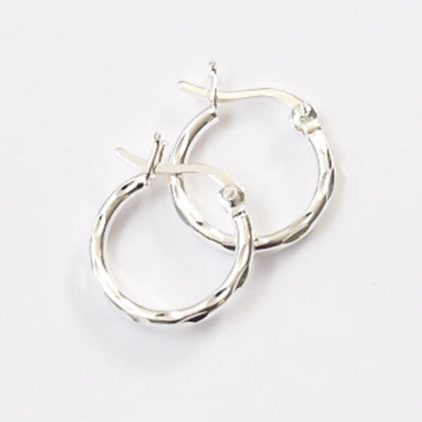 Pure100 by Danecraft Diamond Cut Hoop Earrings - image 