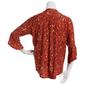 Plus Size Notations 3/4 Sleeve Jacquard Henley Blouse - Rust/Gold - image 2