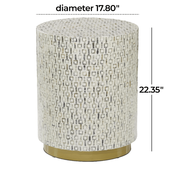 9th & Pike® Contemporary White Mother Of Pearl Shell Accent Table