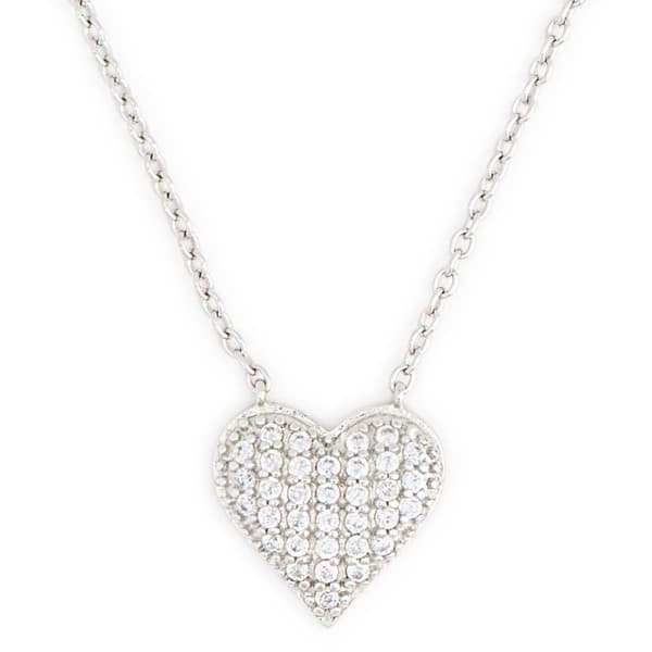 Sterling Silver CZ Pave Heart Pendant - image 