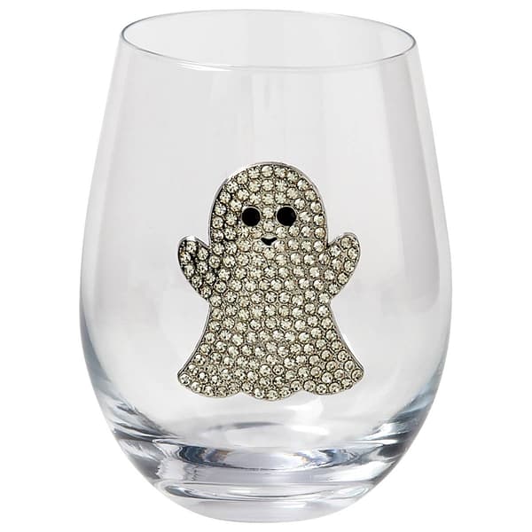 Home Essentials 19oz. Halloween Silver Ghost Stemless Wine Glass - image 