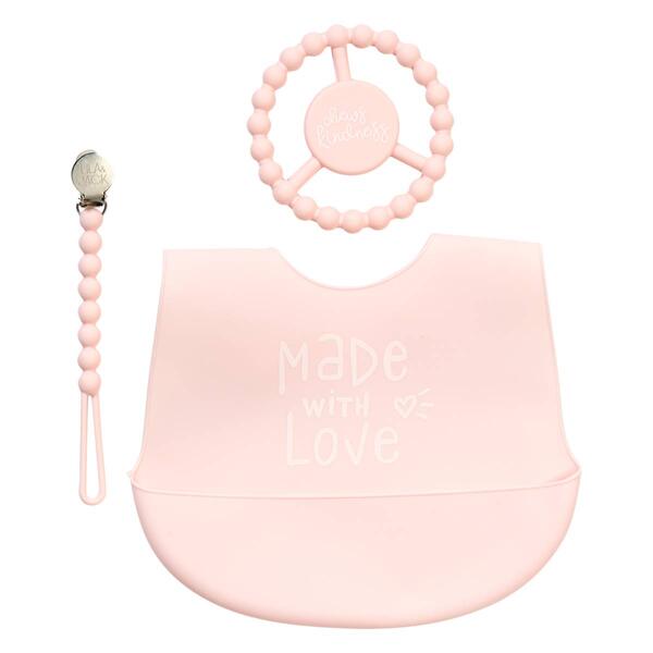 Baby Girl Lila & Jack 3pc. Made with Love Bib & Teether Set - image 