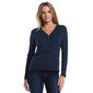 Womens Rafaella(R) Long Sleeve Scallop V-Neck Henley Tee - image 1