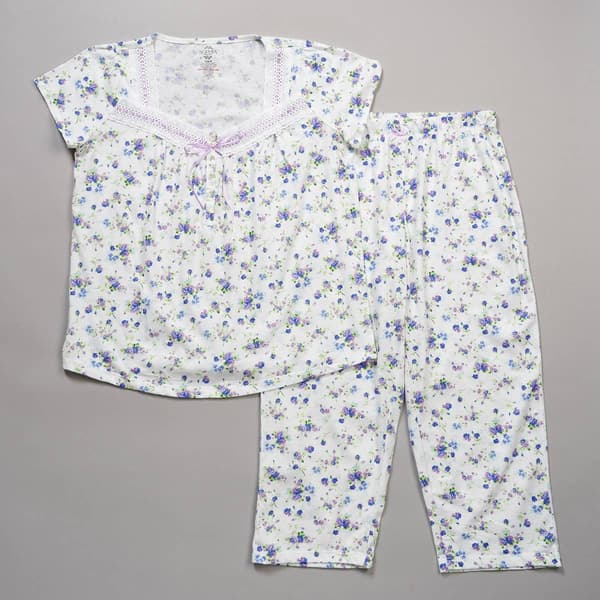 Womens Sophia by Rene Rofe&#40;R&#41; Ditsy Floral Lace Capri Pajama Set - image 