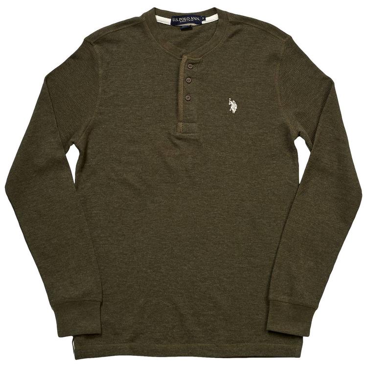 Mens U.S. Polo Assn.® Solid Thermal 3 Button Henley
