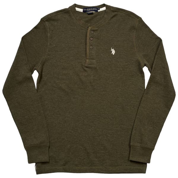 Mens U.S. Polo Assn.&#174; Solid Thermal 3 Button Henley