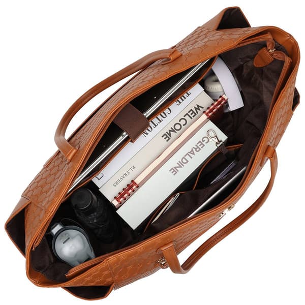 ELLE Compass Vegan Leather Monogram Weekender Tote Bag