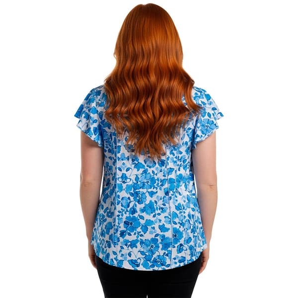 Plus Size Cocomo Cap Flutter Sleeve Floral Blouse