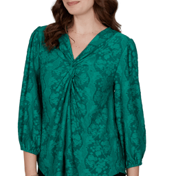 Womens Ruby Rd. Mysterious Romance Knot Front Floral Blouse