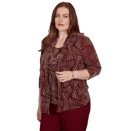Petite Alfred Dunner Union Square Shimmer Two in One Blouse