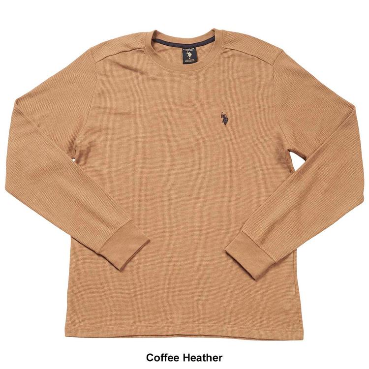 Mens U.S. Polo Assn.® Solid Crew Neck Waffle Knit Thermal