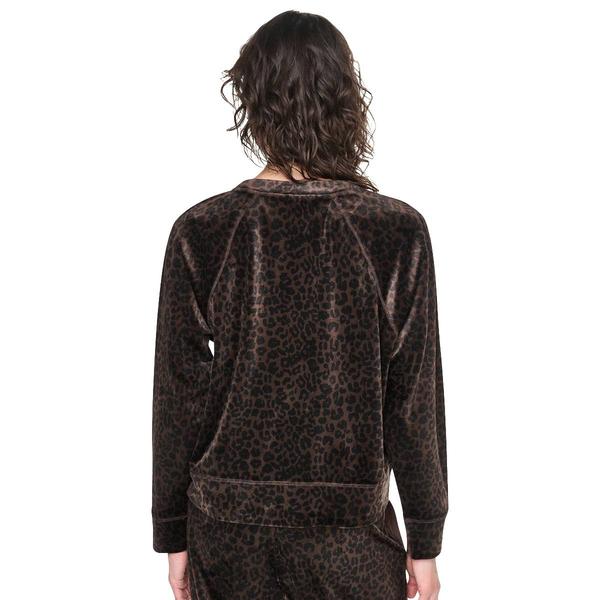 Womens DKNY Sport Long Sleeve Leopard Velour Sweatshirt