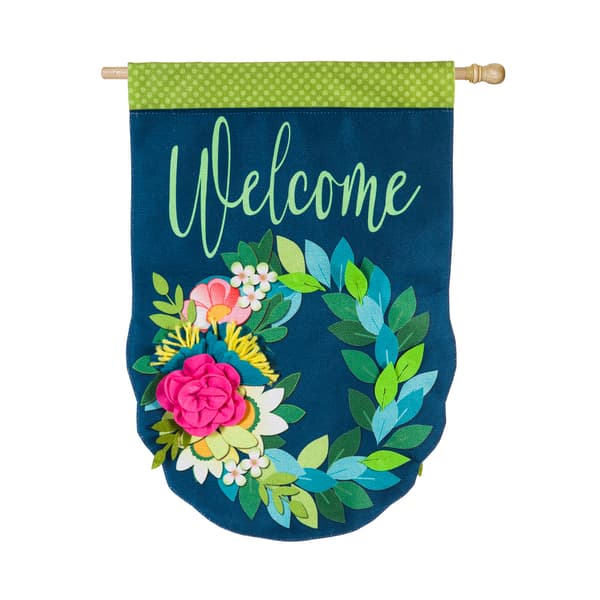 Evergreen Flower Garden Burlap Garden Flag - image 
