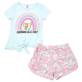 Girls &#40;7-16&#41; Dream Star Tie Front Butterfly Top & Shorts Set