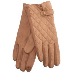 Womens Clever Faux Suede Quilted Gloves