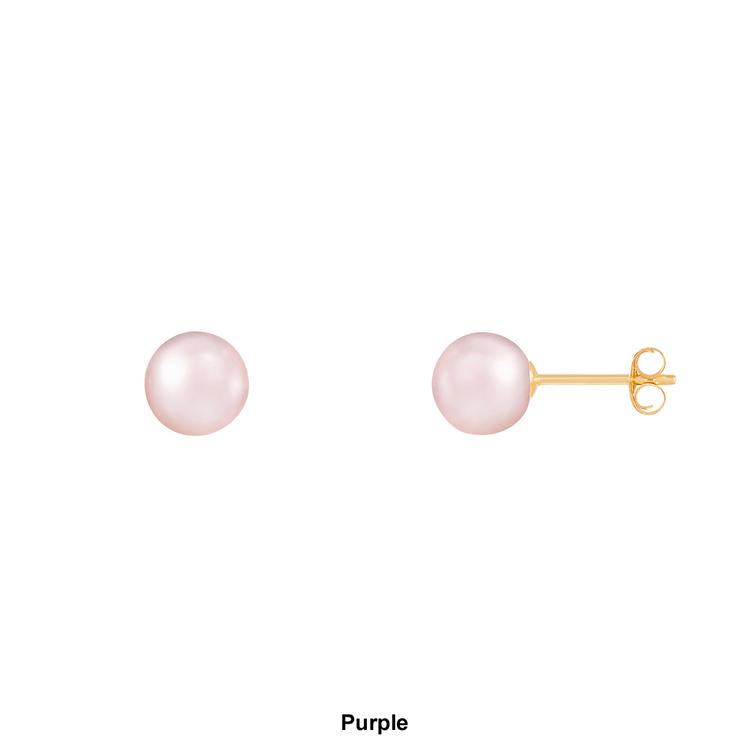 Splendid Pearls 14kt. Gold 6mm Round Pearl Stud Earrings