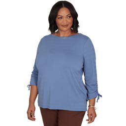 Plus Size Ruby Rd. Romance On The Ranch Ruch Sleeve Blouse