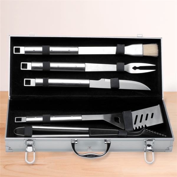 BergHOFF Cubo 6pc. Stainless Steel BBQ Set with Case