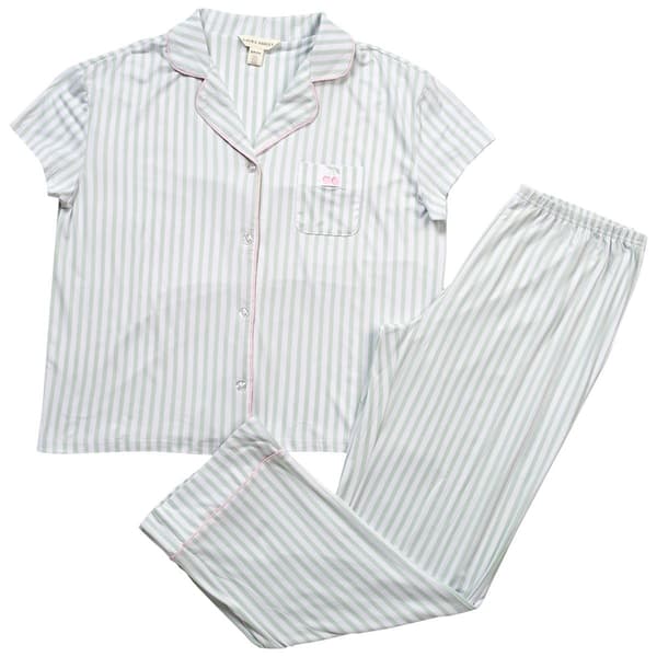 Womens Laura Ashley® Peached Striped Boxy Pajama Set