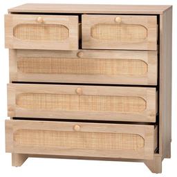 Baxton Studio Elsbeth Oak Brown Wood 5-Drawer Storage Cabinet
