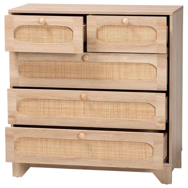 Baxton Studio Elsbeth Oak Brown Wood 5-Drawer Storage Cabinet