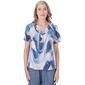Petites Alfred Dunner Blue Bayou Knit Wavy Abstract Top - image 1