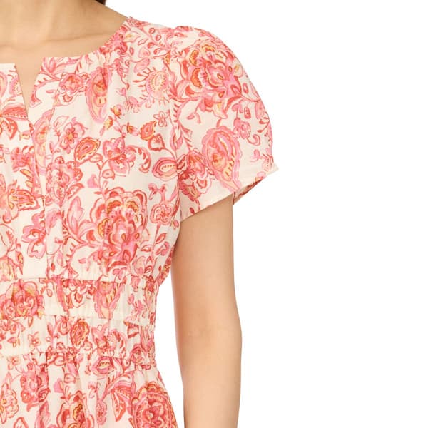 Womens Cece Short Puff Sleeve Poplin Floral Maxi Dress