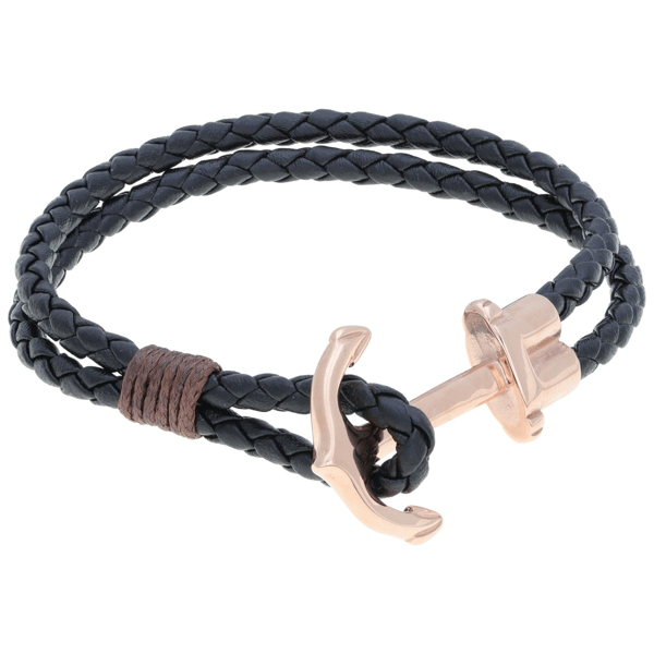Mens Lynx Stainless Steel & Leather Bracelet - image 