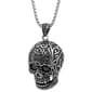 Mens Steeltime Skull Pendant & Black Cubic Zirconia Necklace - image 1