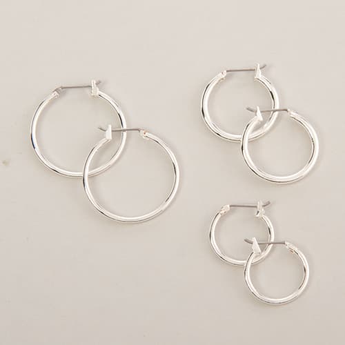 Napier Silver Tone Click-Top Hoop Trio - image 
