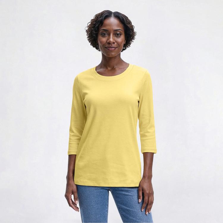 Womens Hasting & Smith 3/4 Sleeve Solid Round Neck Tee