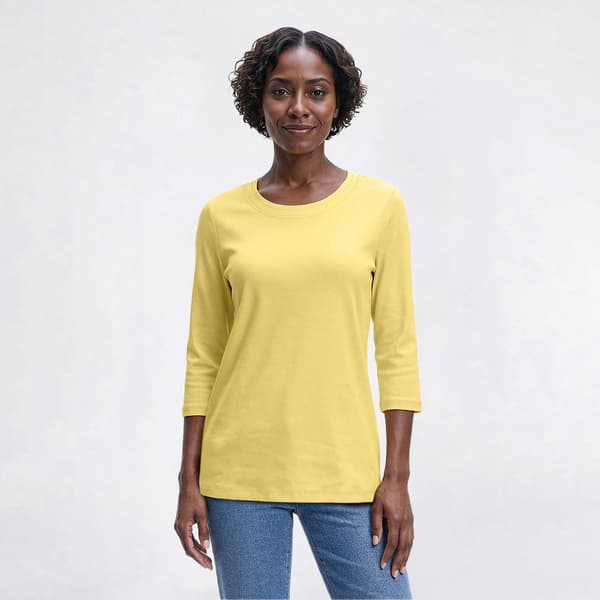 Womens Hasting & Smith 3/4 Sleeve Solid Round Neck Tee