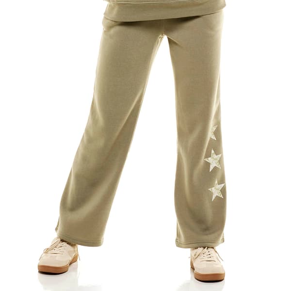 Juniors No Comment Fleece Wide Leg Sweatpants with Star Graphic