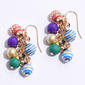Gold-Tone Multi Color Ornament Cluster Drop Earrings - image 1