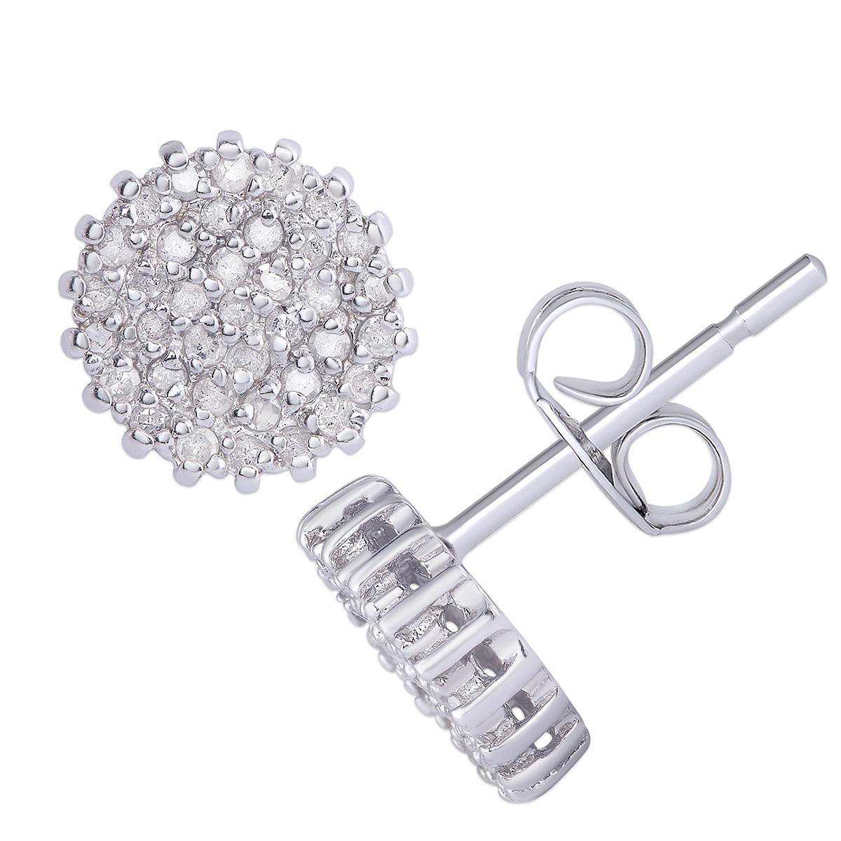 Gianni Argento 1/2ct. Silver Diamond Round Stud Earrings