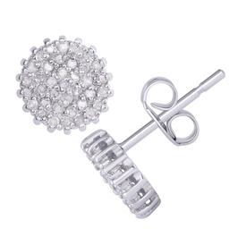 Gianni Argento 1/2ct. Silver Diamond Round Stud Earrings
