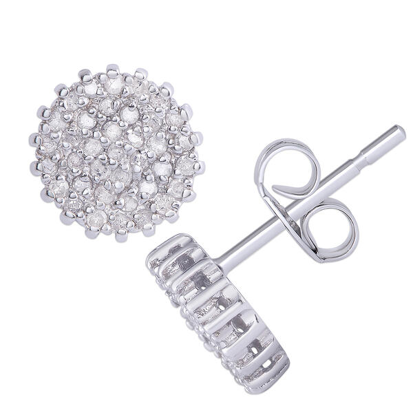 Gianni Argento 1/2ct. Silver Diamond Round Stud Earrings - image 