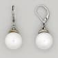 Roman Silver-Tone Pearl Drop Earrings Pave Crystal - image 1