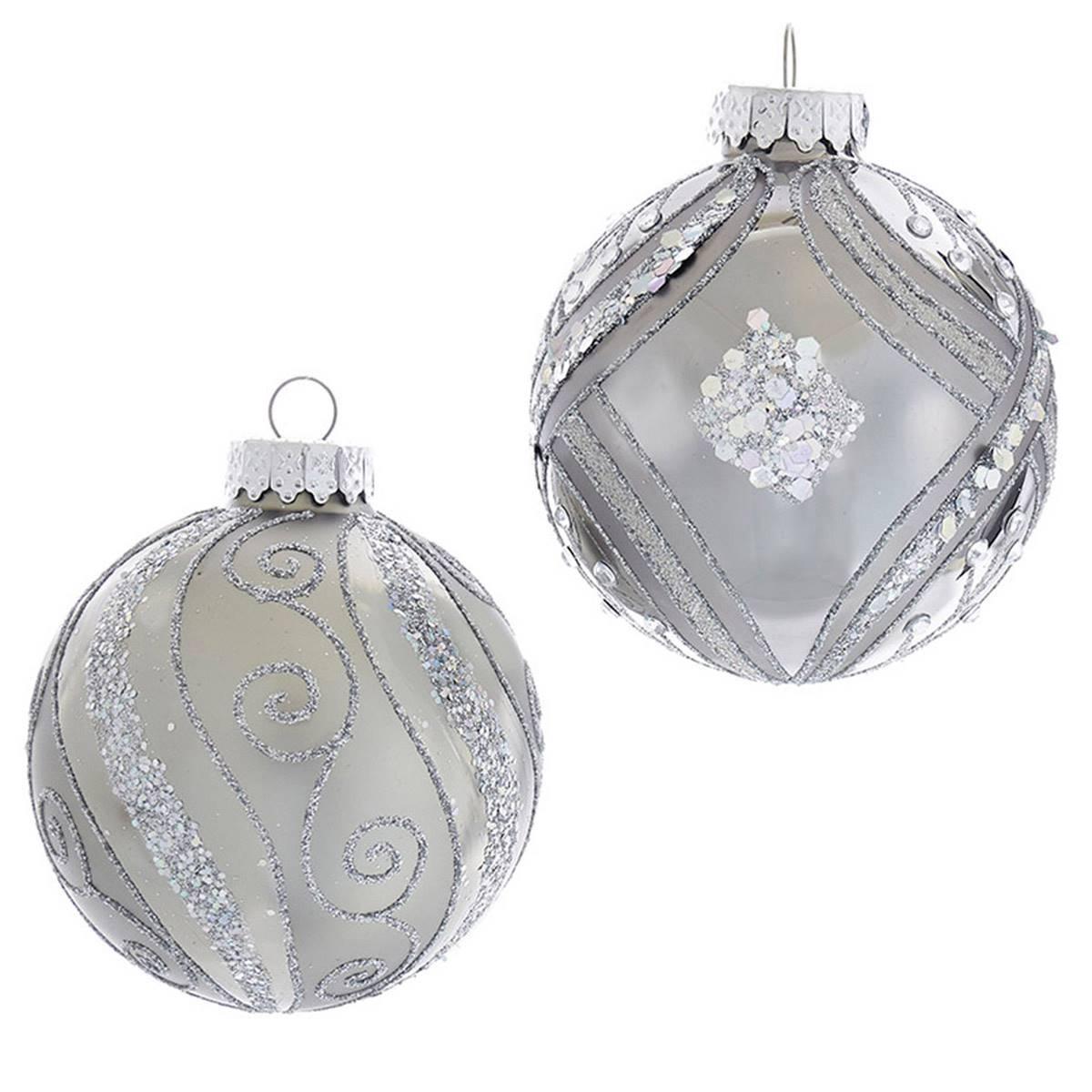 Kurt S. Adler 6pc. Matte & Shiny Glitter Glass Ball...
